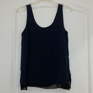 Vince 100% Silk Navy Black Layered Tank Top Size Small